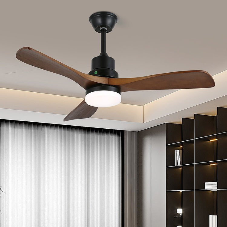 Rininena modern takfläkt med lampa och träblad