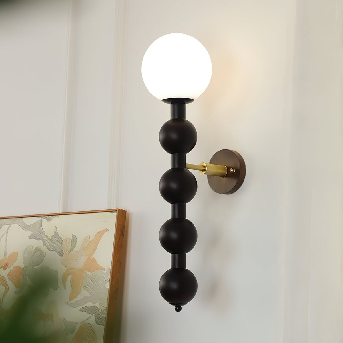 Olaeia moderne minimalistisk boblende væglampe i træ og glas