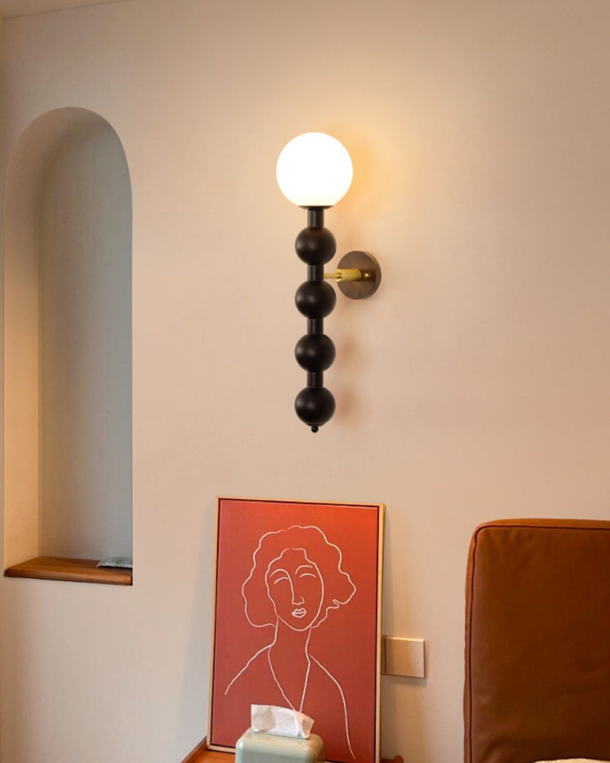 Olaeia moderne minimalistisk boblende væglampe i træ og glas