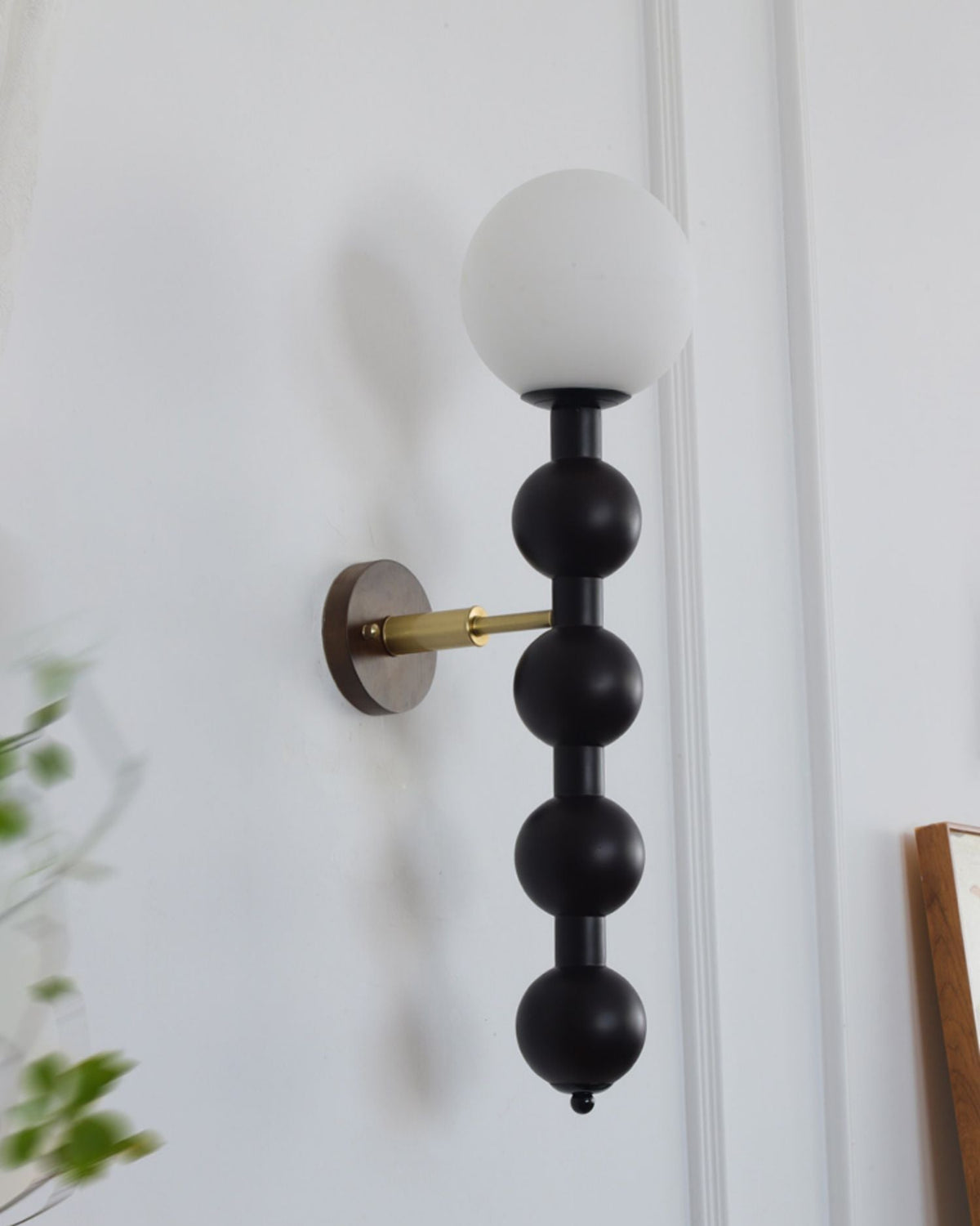 Olaeia moderne minimalistisk boblende væglampe i træ og glas