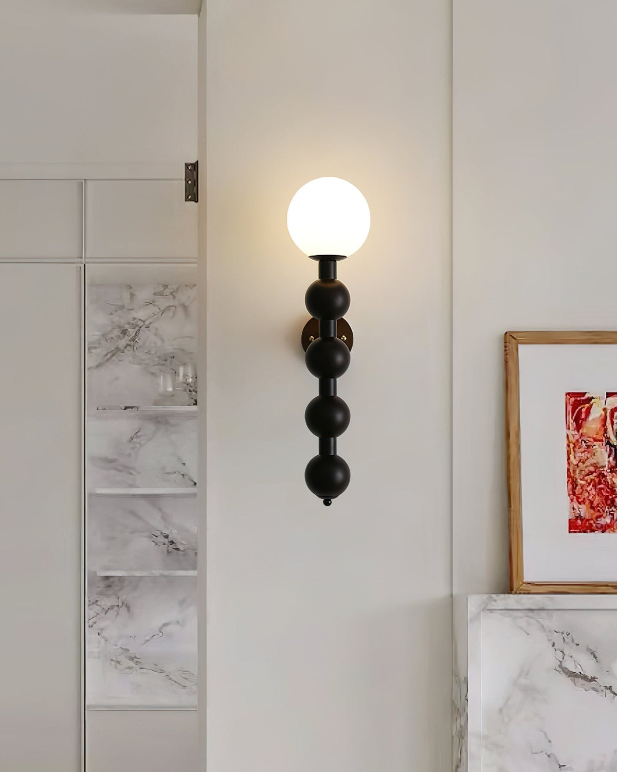 Olaeia moderne minimalistisk boblende væglampe i træ og glas