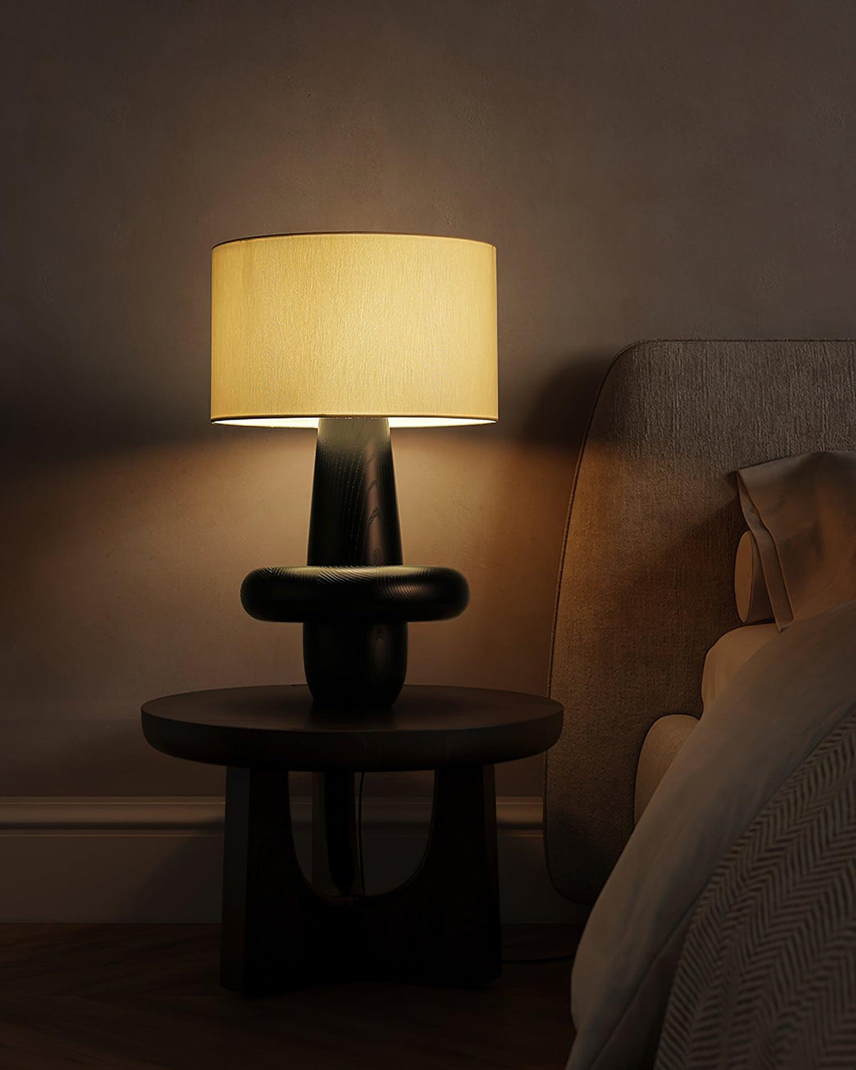 Ring minimalistisk bordslampa i trä