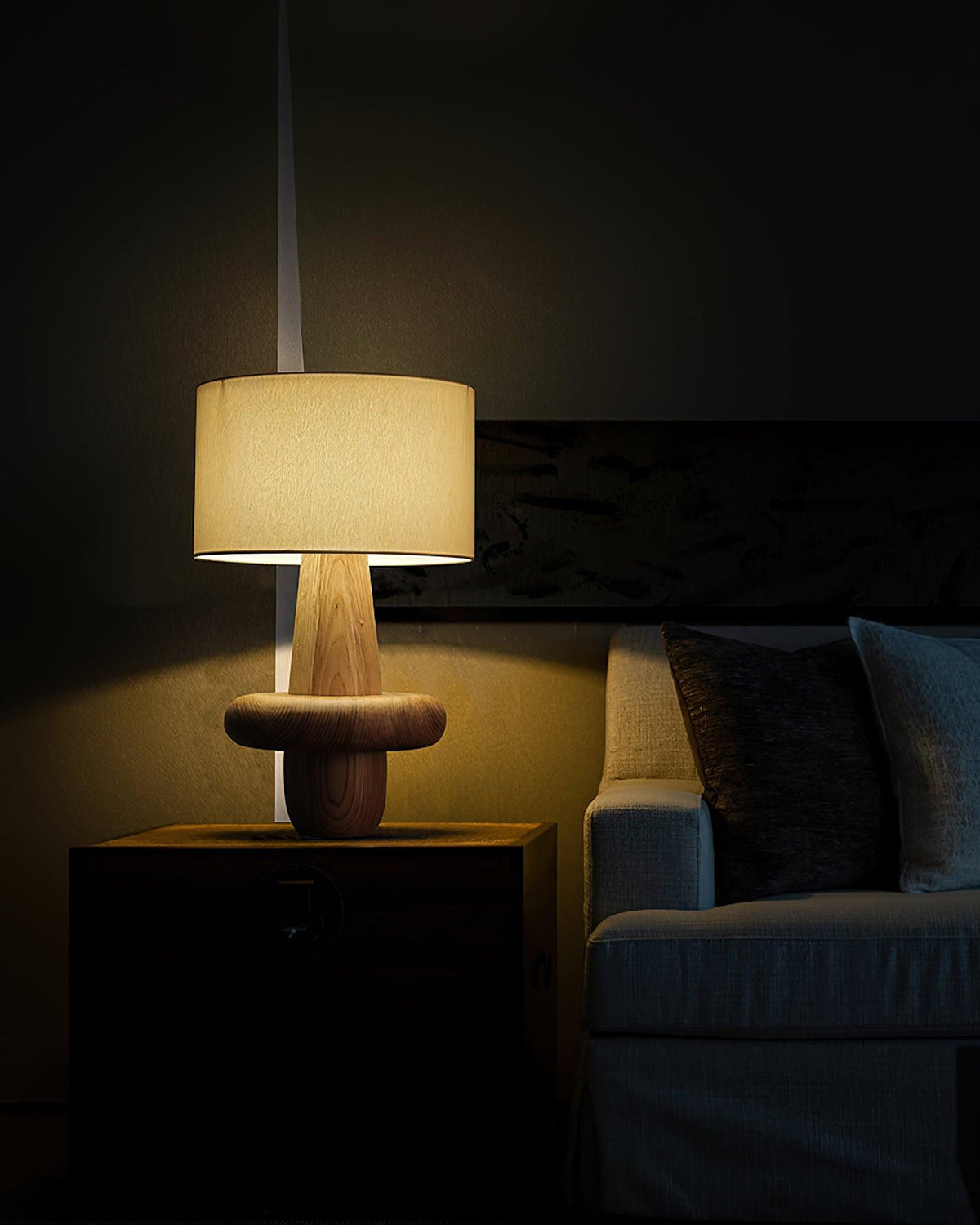 Ring minimalistisk bordslampa i trä