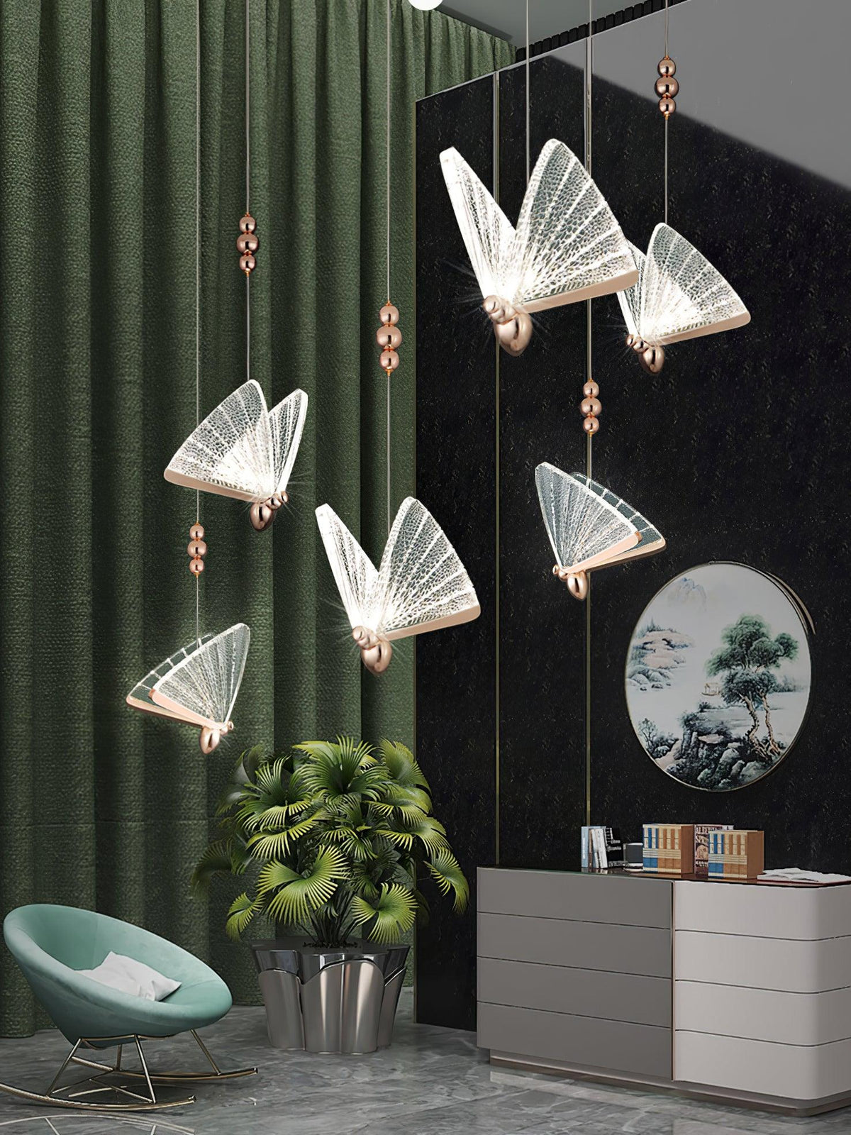 Luz pendente moderna Elaaneria em forma de borboleta