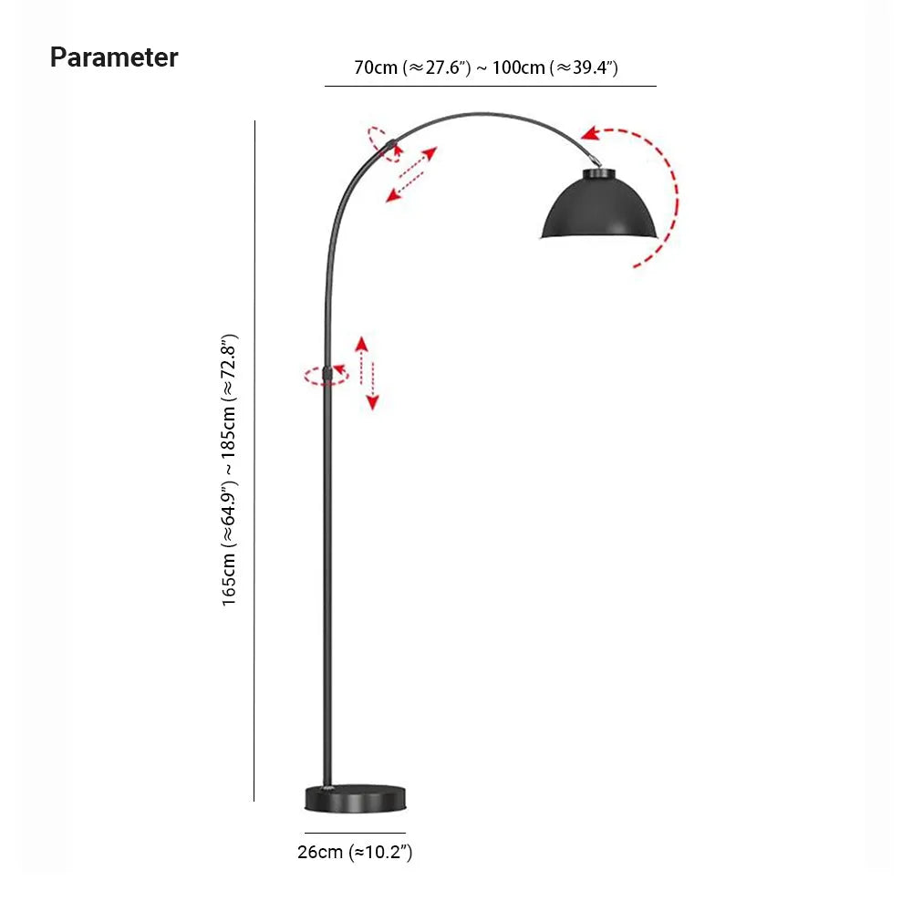 Mira Modern Arc Metal Floor Lamp, Black/Red/Yellow