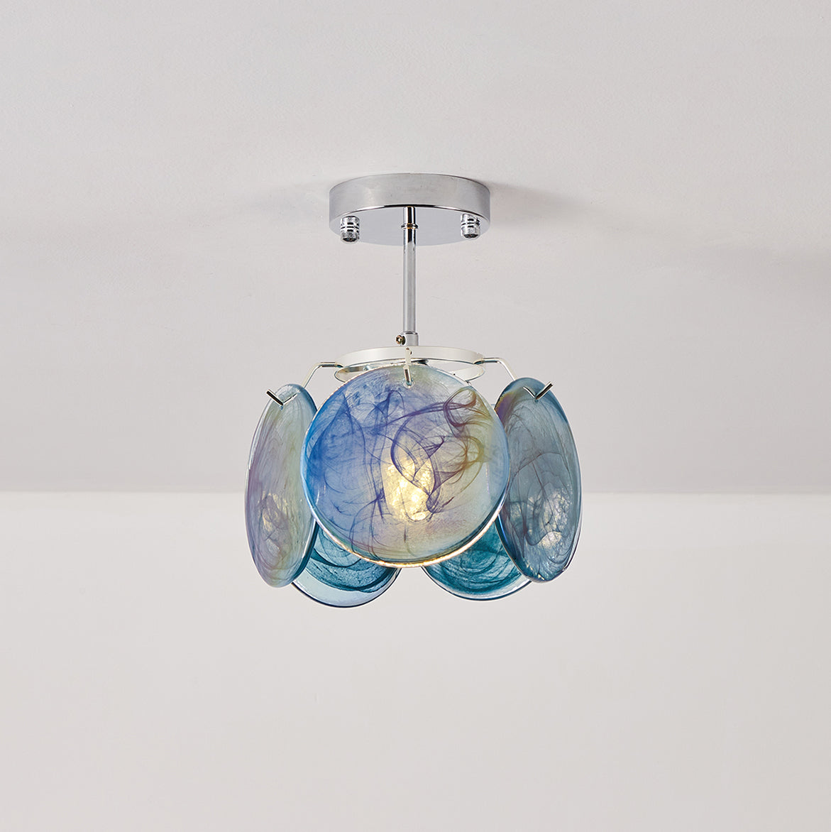 Lenira Ceiling Lamp Blue Art Glass Modern