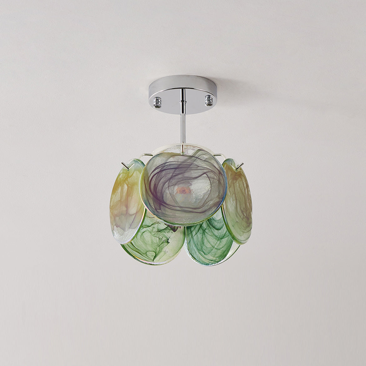 Lenira Ceiling Lamp Blue Art Glass Modern