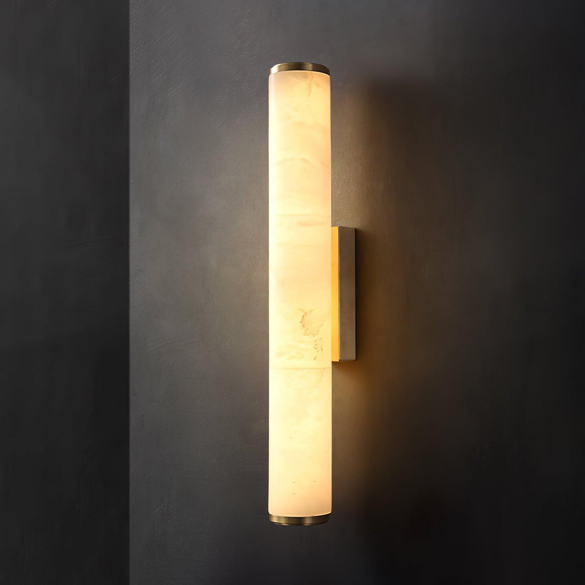 Kristy Alabaster  Vertical Cylindrical Wall Lamp