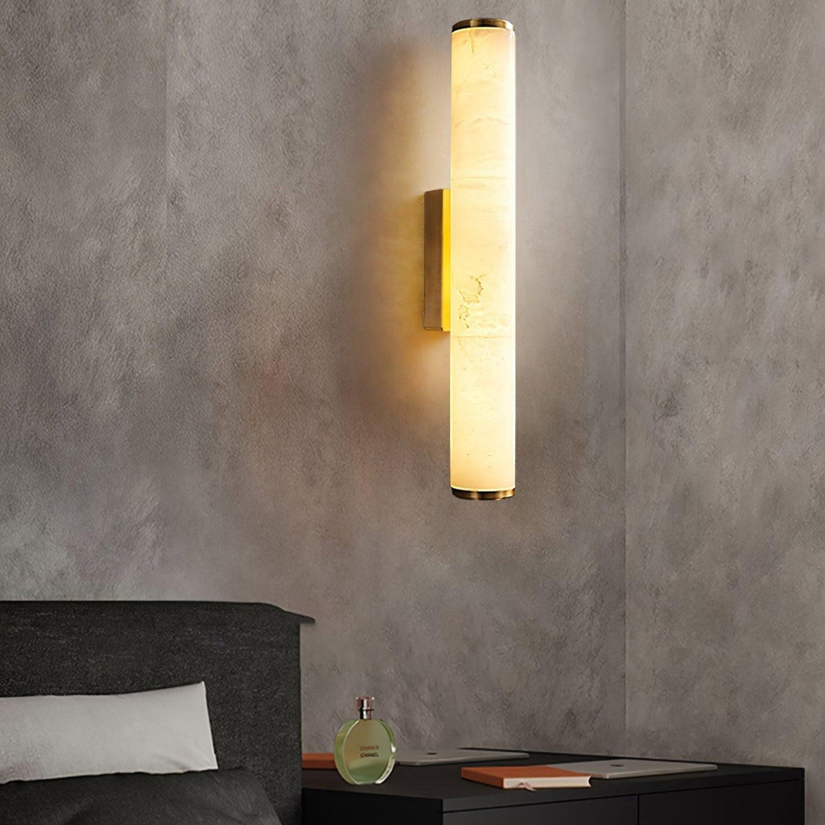 Kristy Alabaster  Vertical Cylindrical Wall Lamp