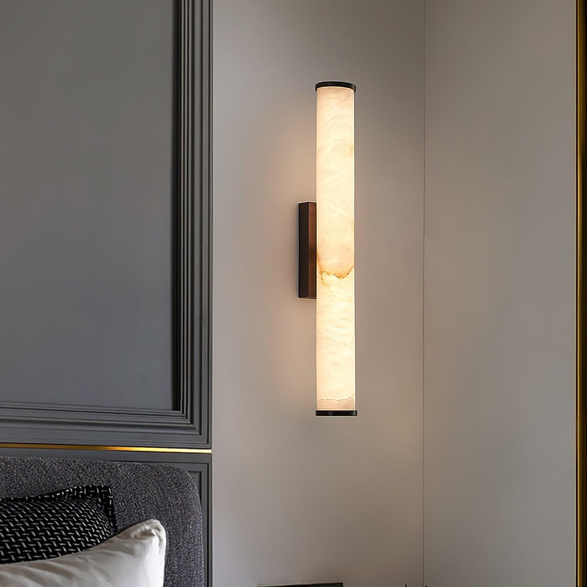 Kristy Alabaster  Vertical Cylindrical Wall Lamp