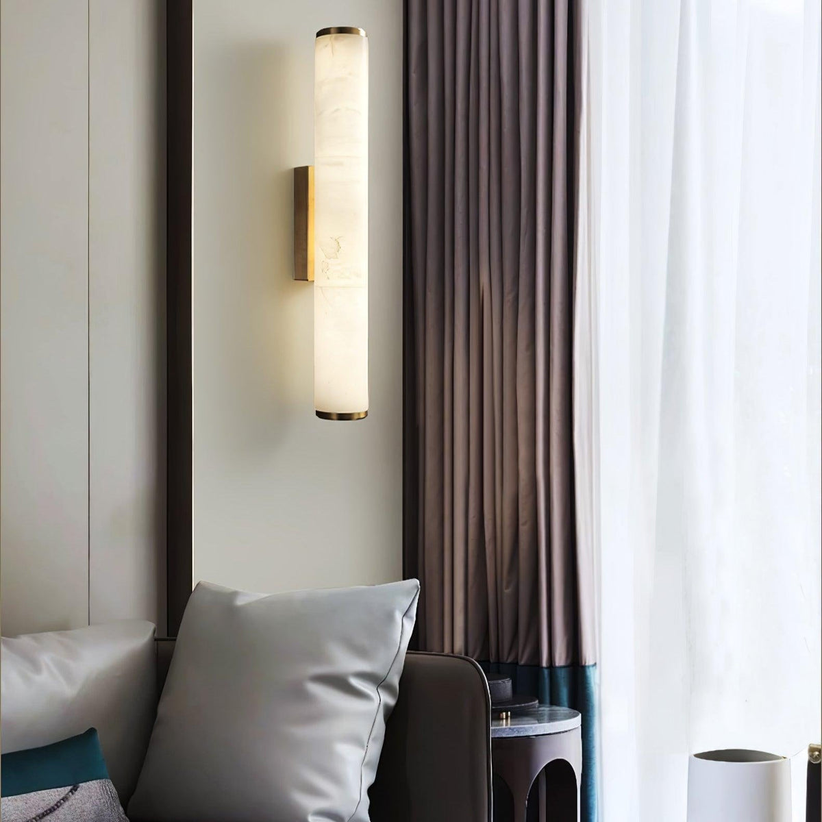 Kristy Alabaster  Vertical Cylindrical Wall Lamp