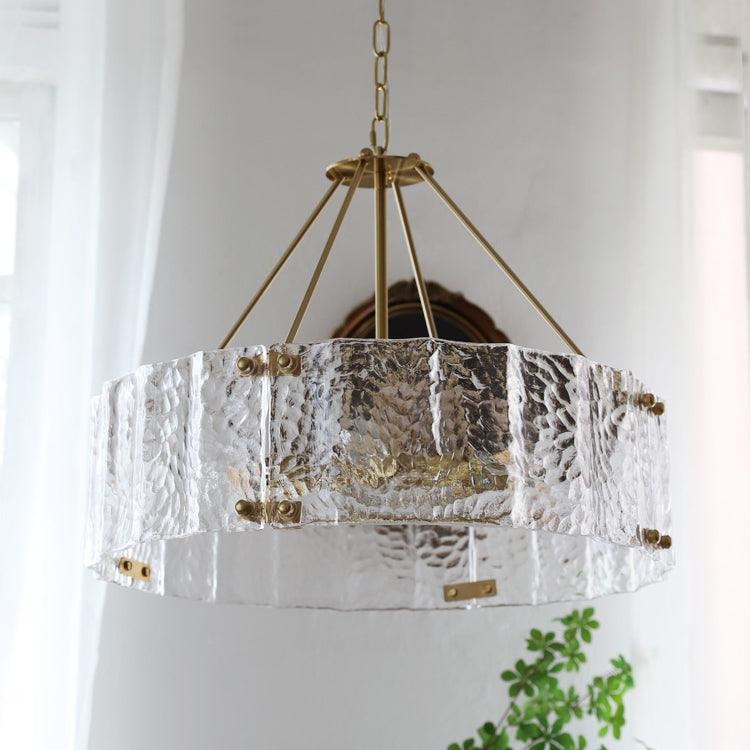 Eirorian Calvert-loftslampe i klart tekstureret glas