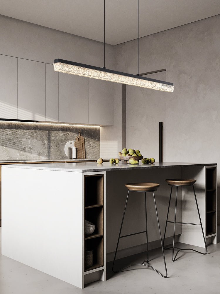 Luz pendente Veluielle preta em acrílico linear