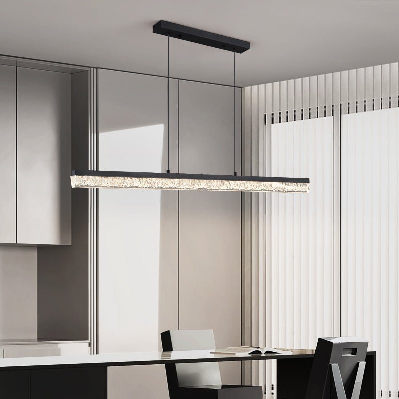 Luz pendente Veluielle preta em acrílico linear