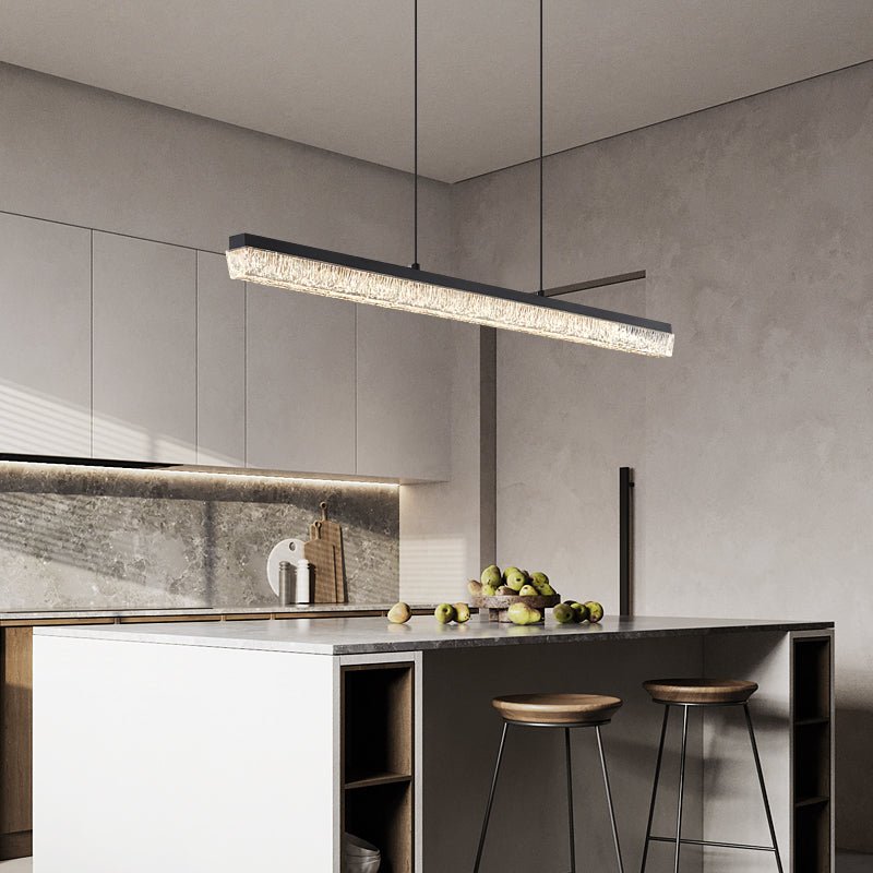Luz pendente Veluielle preta em acrílico linear