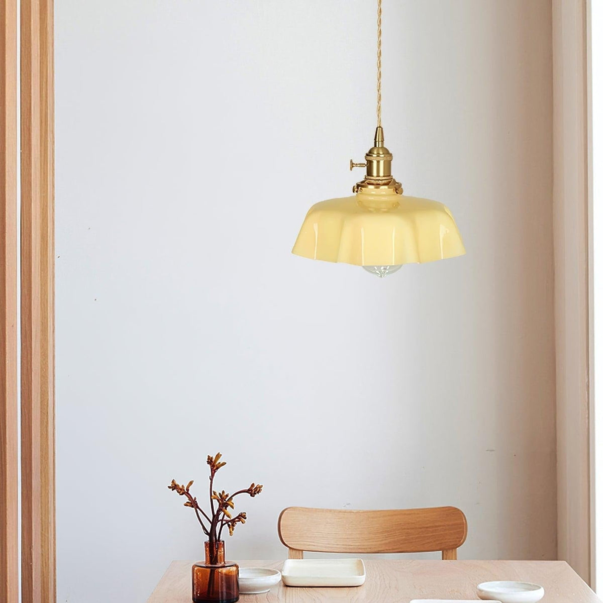 Civen Farmhouse Ruffled Pendant Light