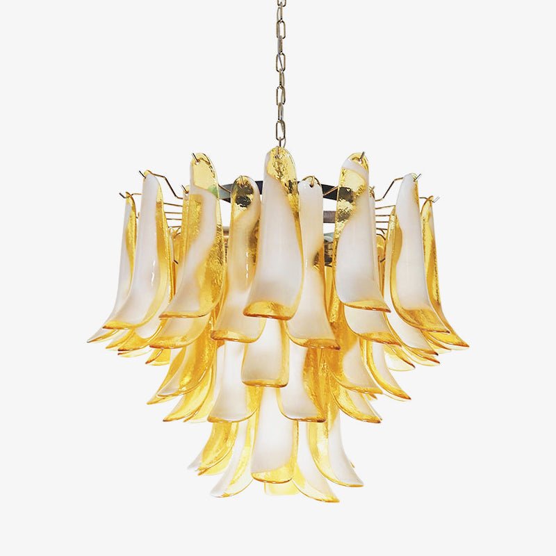 Velelian lysekrone med ravfarvede lagdelte Murano-glasblade