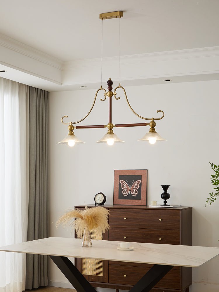 Ivvinisra elegant vintage-pendellampe i træ til køkkenø