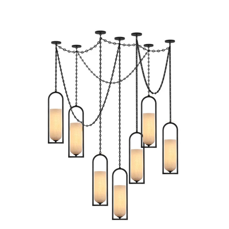 Candelabro lanterna Theron com corrente em cascata