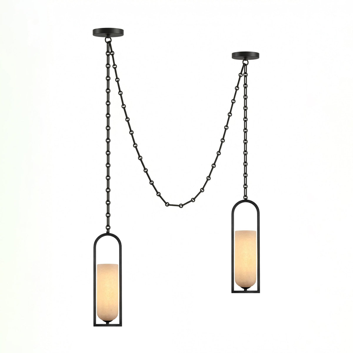 Candelabro lanterna Theron com corrente em cascata