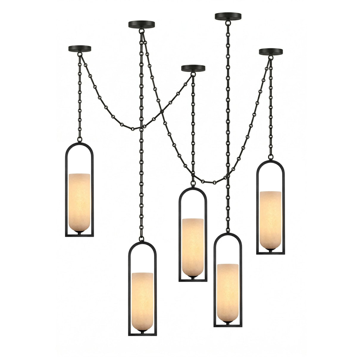 Candelabro lanterna Theron com corrente em cascata