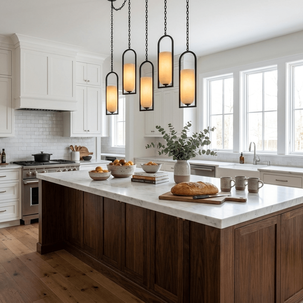 Candelabro lanterna Theron com corrente em cascata