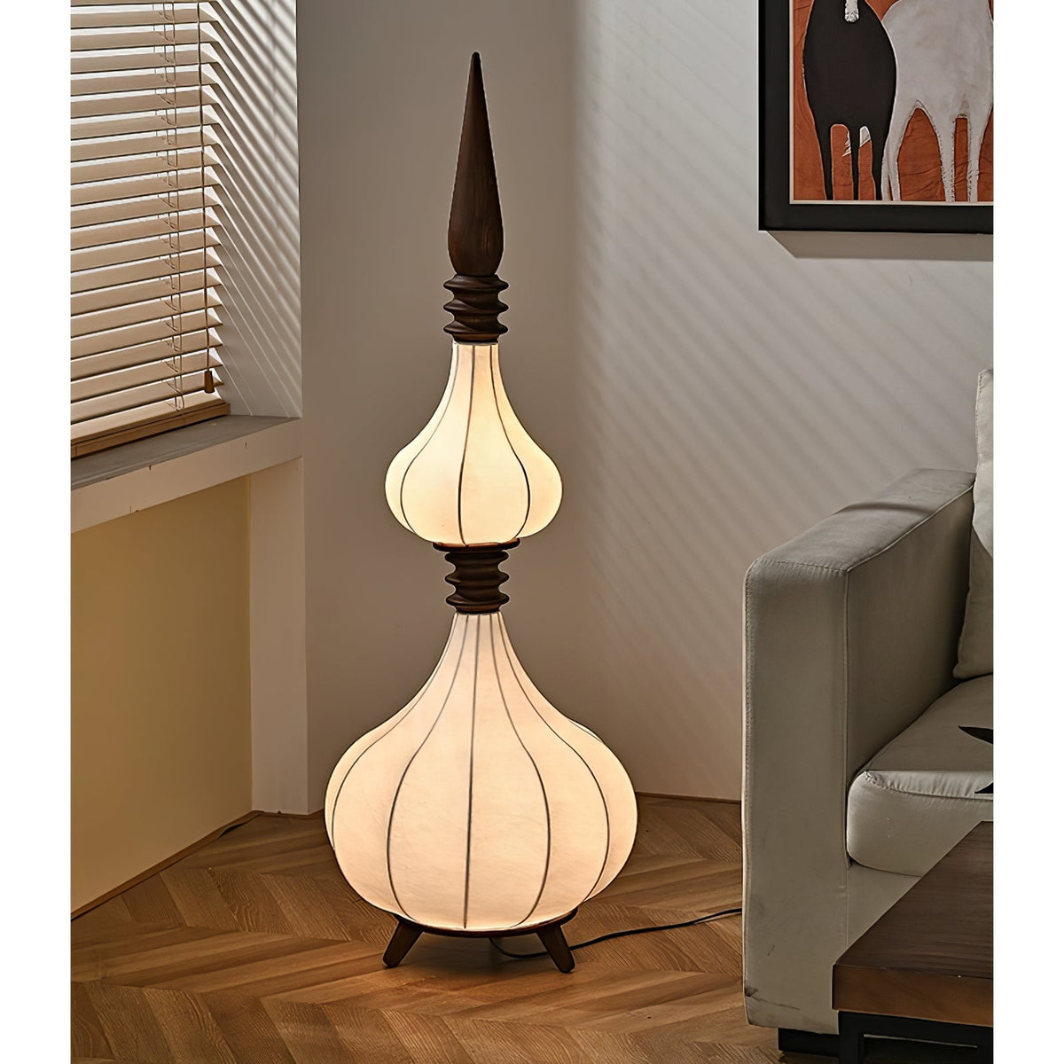 Cetalyra-lagopdelt gulvlampe i græskarform