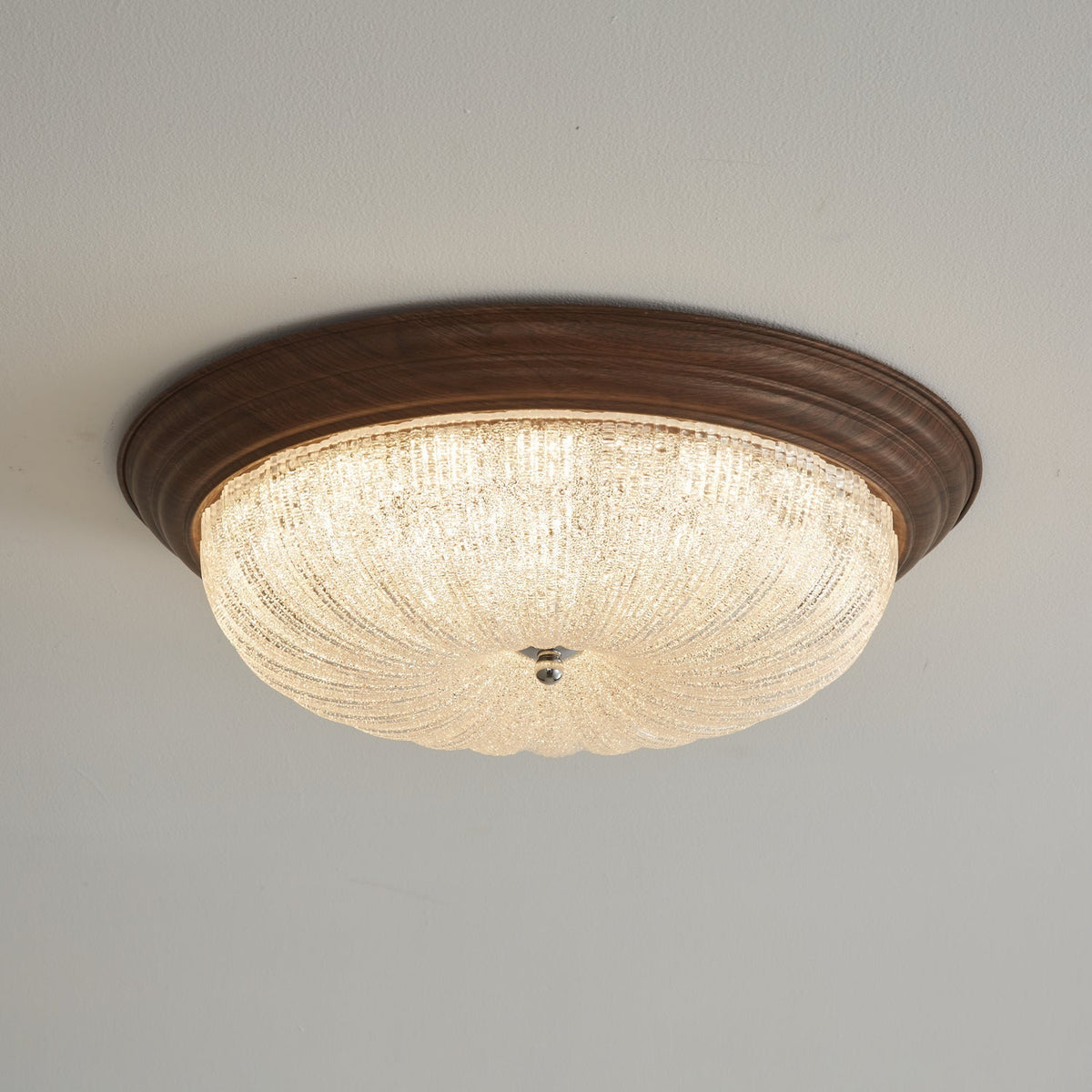 Tacell elegant premiumtaklampa i valnöt och glas