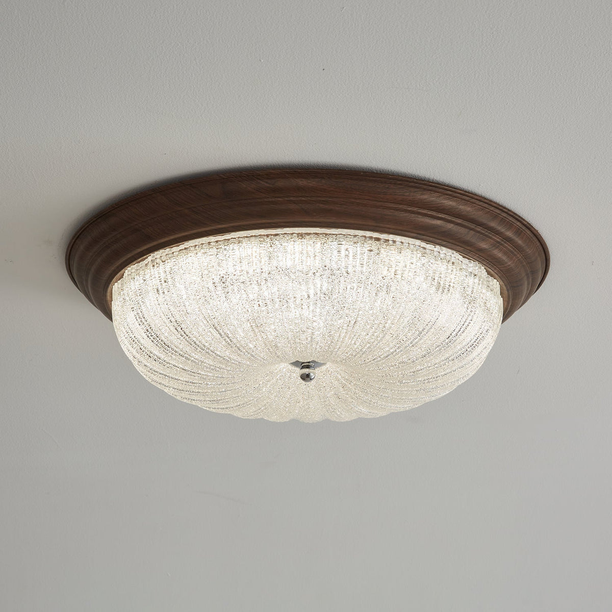 Tacell elegant premiumtaklampa i valnöt och glas