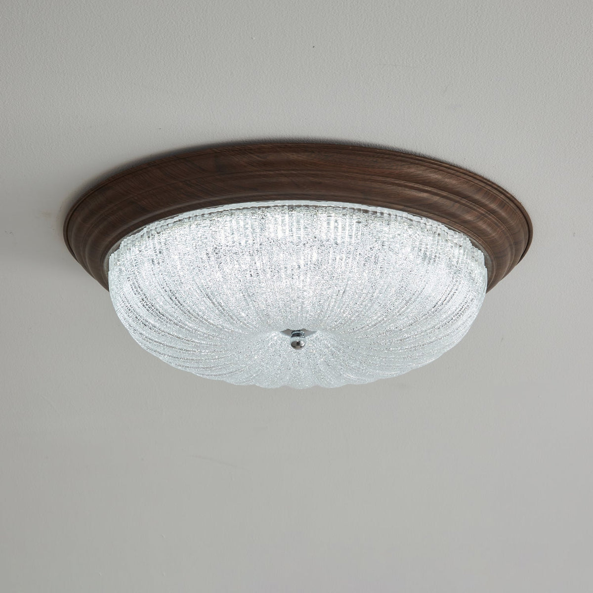 Tacell elegant premiumtaklampa i valnöt och glas