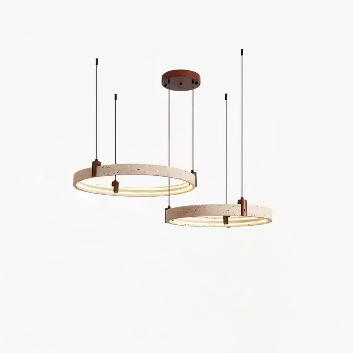 Celestial Orbit-lysekrone med ring i travertin