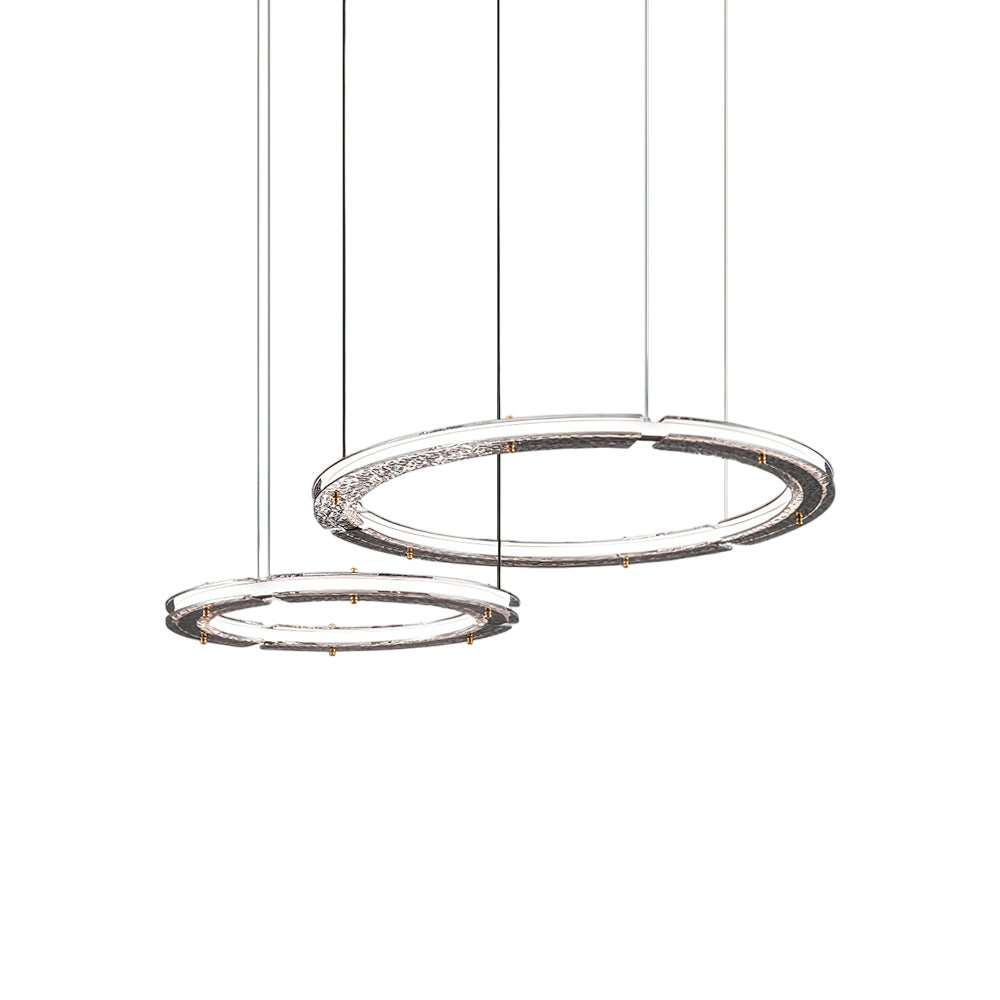Lunara-lysekrone med dobbelt ring og krystal