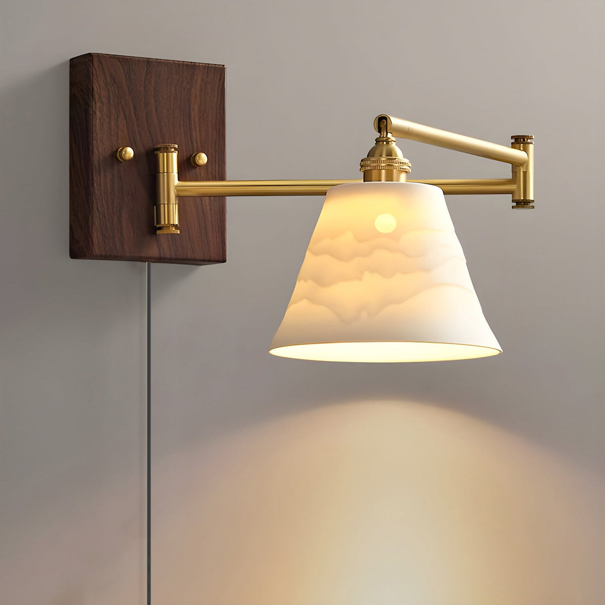 Plug-in-væglampe med keramisk geometri