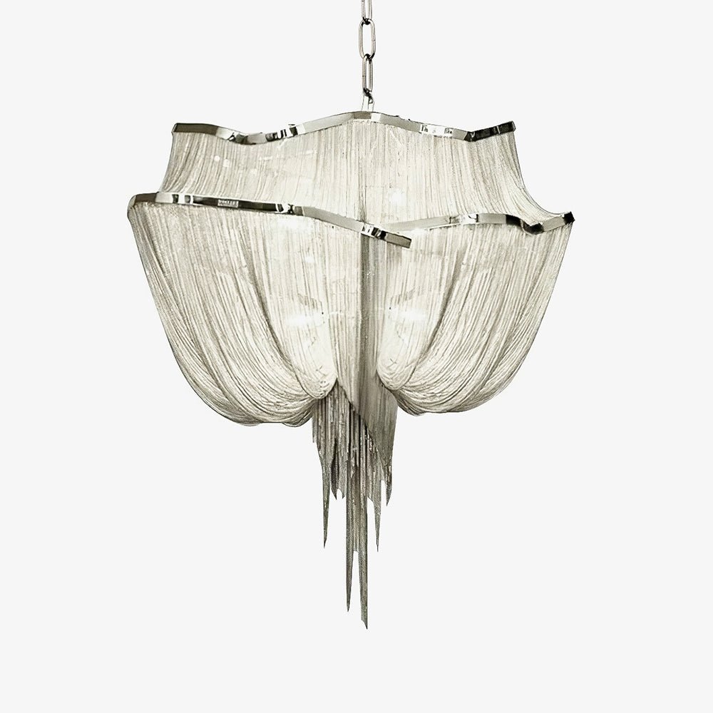 Lustre de correntes em alumínio com brilho níquel moderno Ardelella