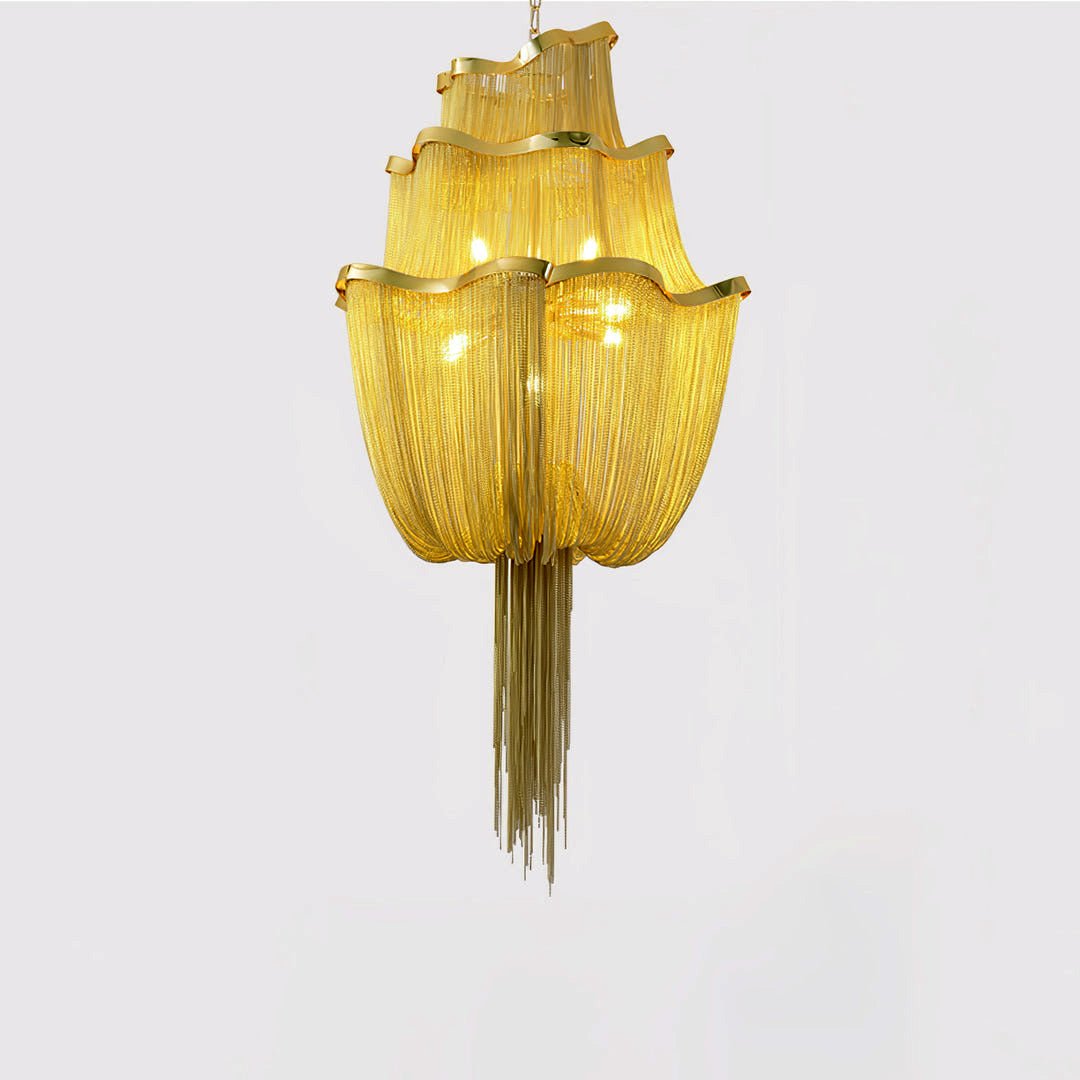 Lustre de correntes em alumínio com brilho níquel moderno Ardelella