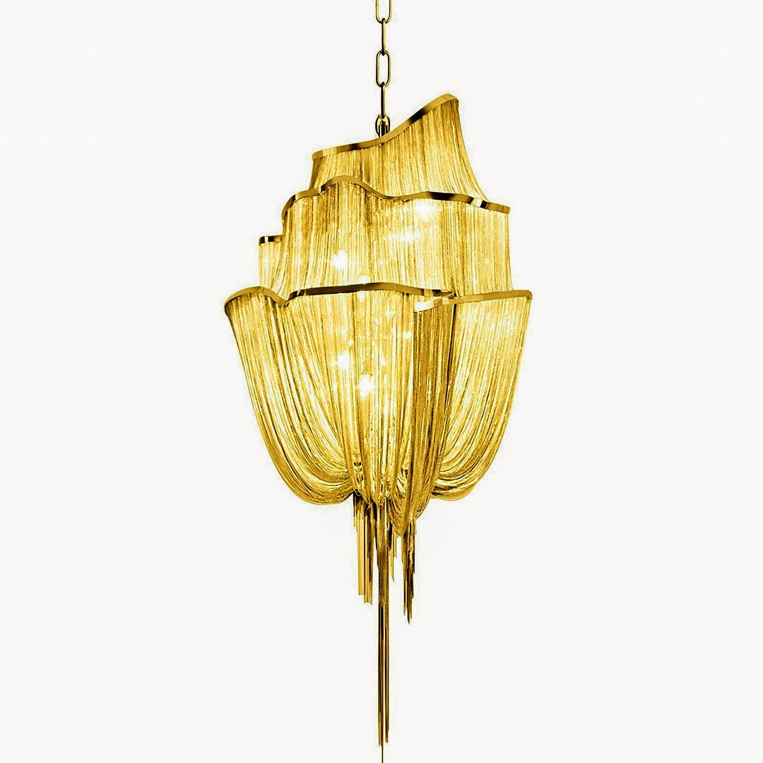 Lustre de correntes em alumínio com brilho níquel moderno Ardelella