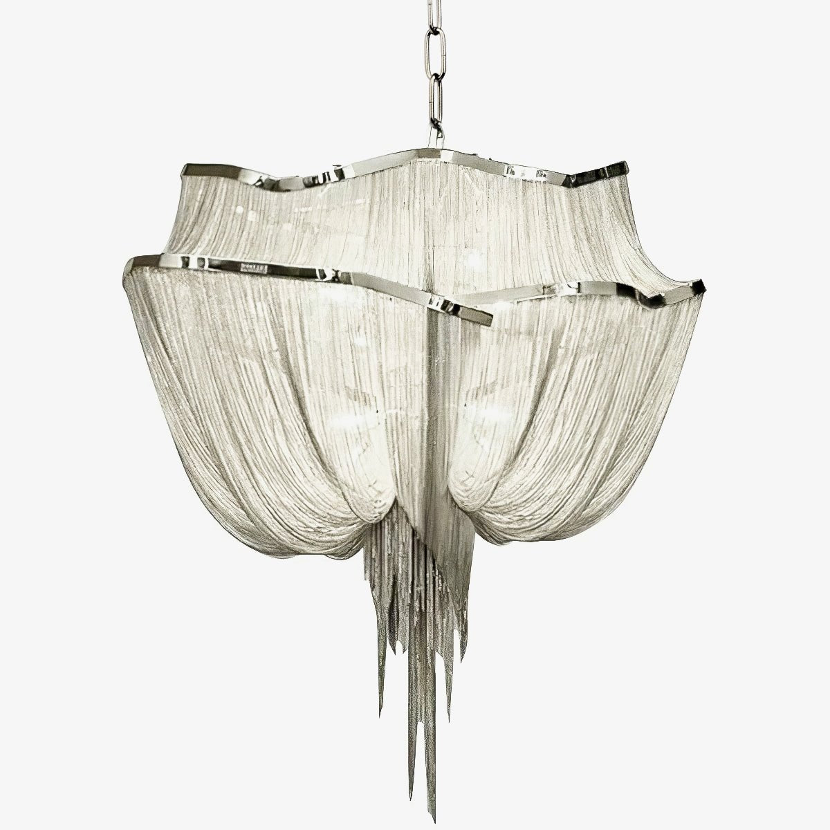 Lustre de correntes em alumínio com brilho níquel moderno Ardelella