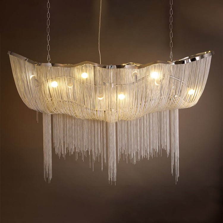 Lustre de correntes em alumínio com brilho níquel moderno Ardelella