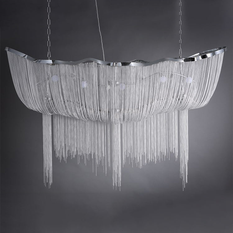 Lustre de correntes em alumínio com brilho níquel moderno Ardelella