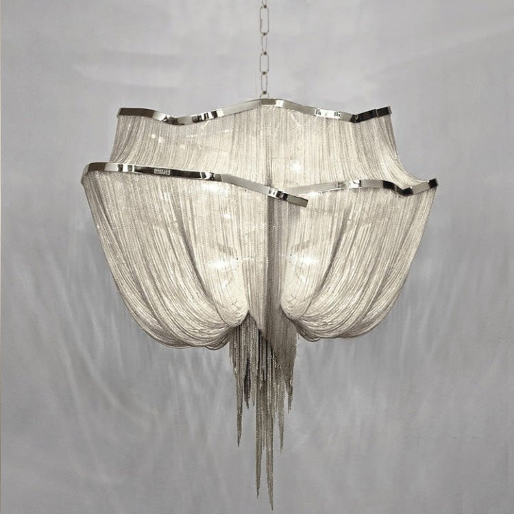 Lustre de correntes em alumínio com brilho níquel moderno Ardelella