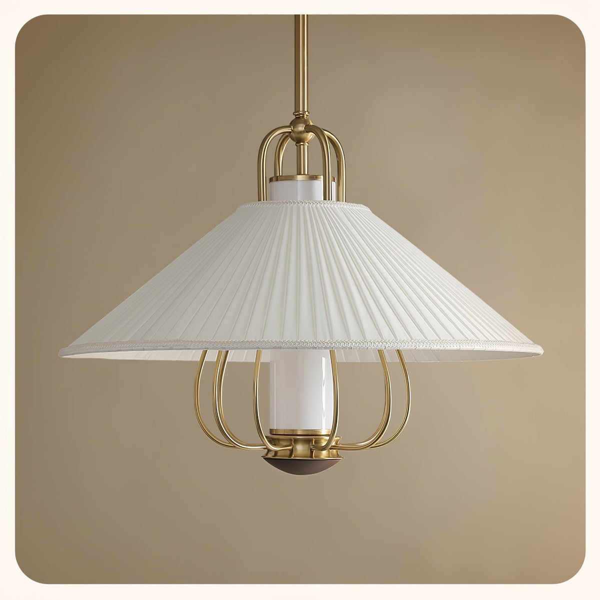 Candeeiro suspenso Solisiella em tecido dourado com LED para sala de jantar