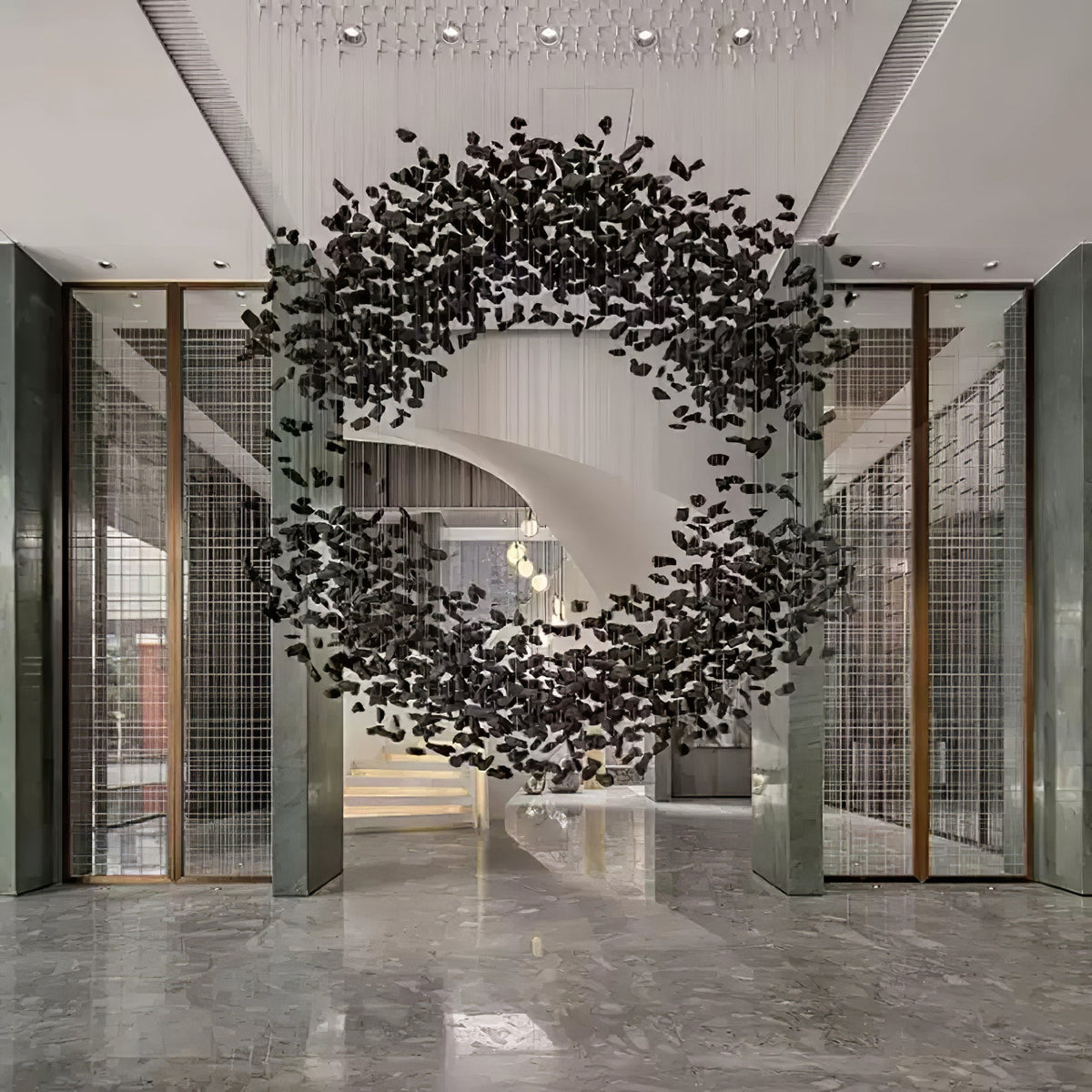 Selisaine Charcoal Stone Shape Hourglass Sculptural Chandelier