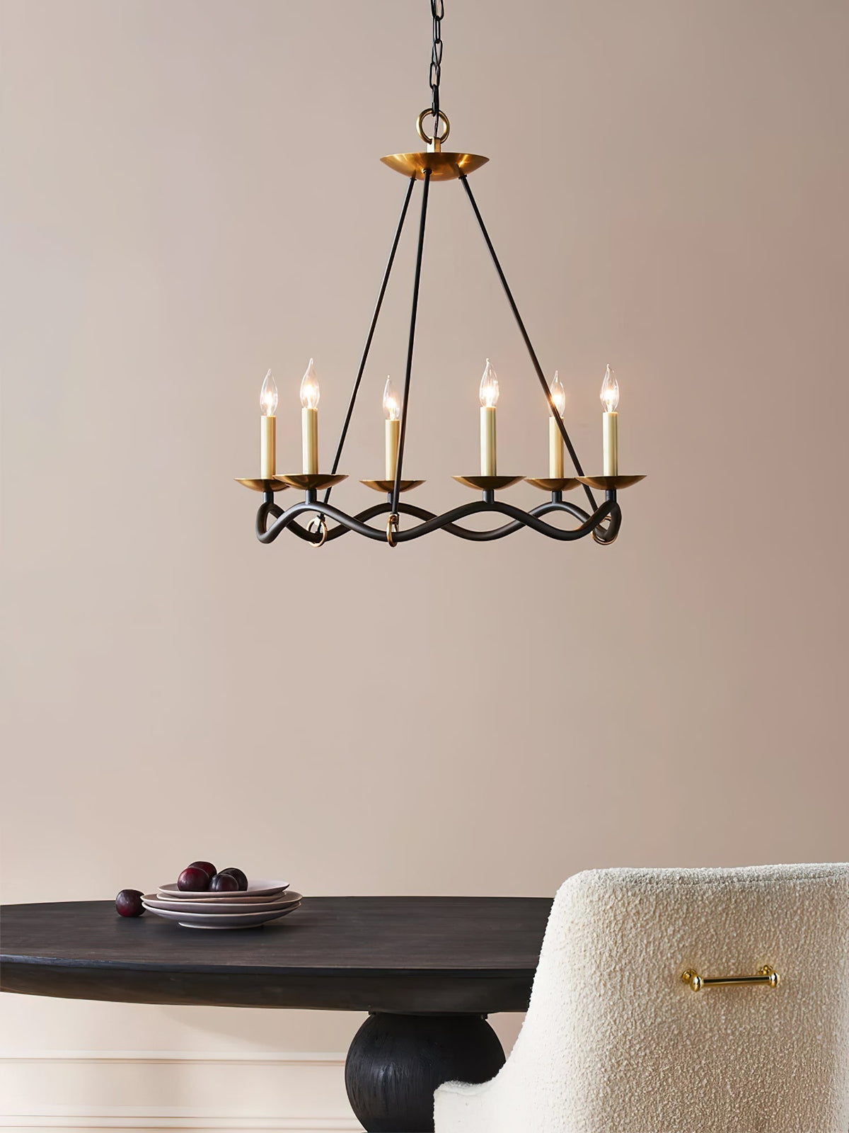 Evenor elegant vintage-ljuskrona i mässing