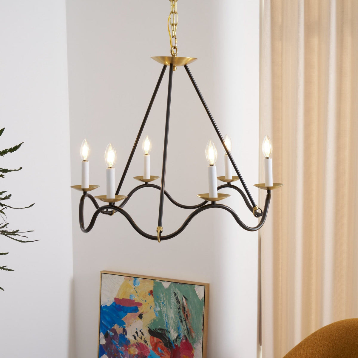 Evenor elegant vintage-ljuskrona i mässing
