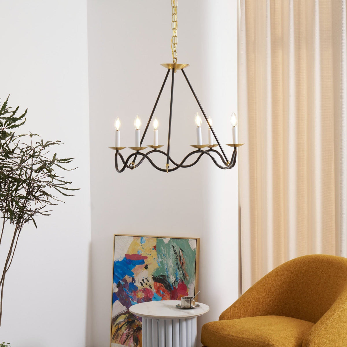 Evenor elegant vintage-ljuskrona i mässing