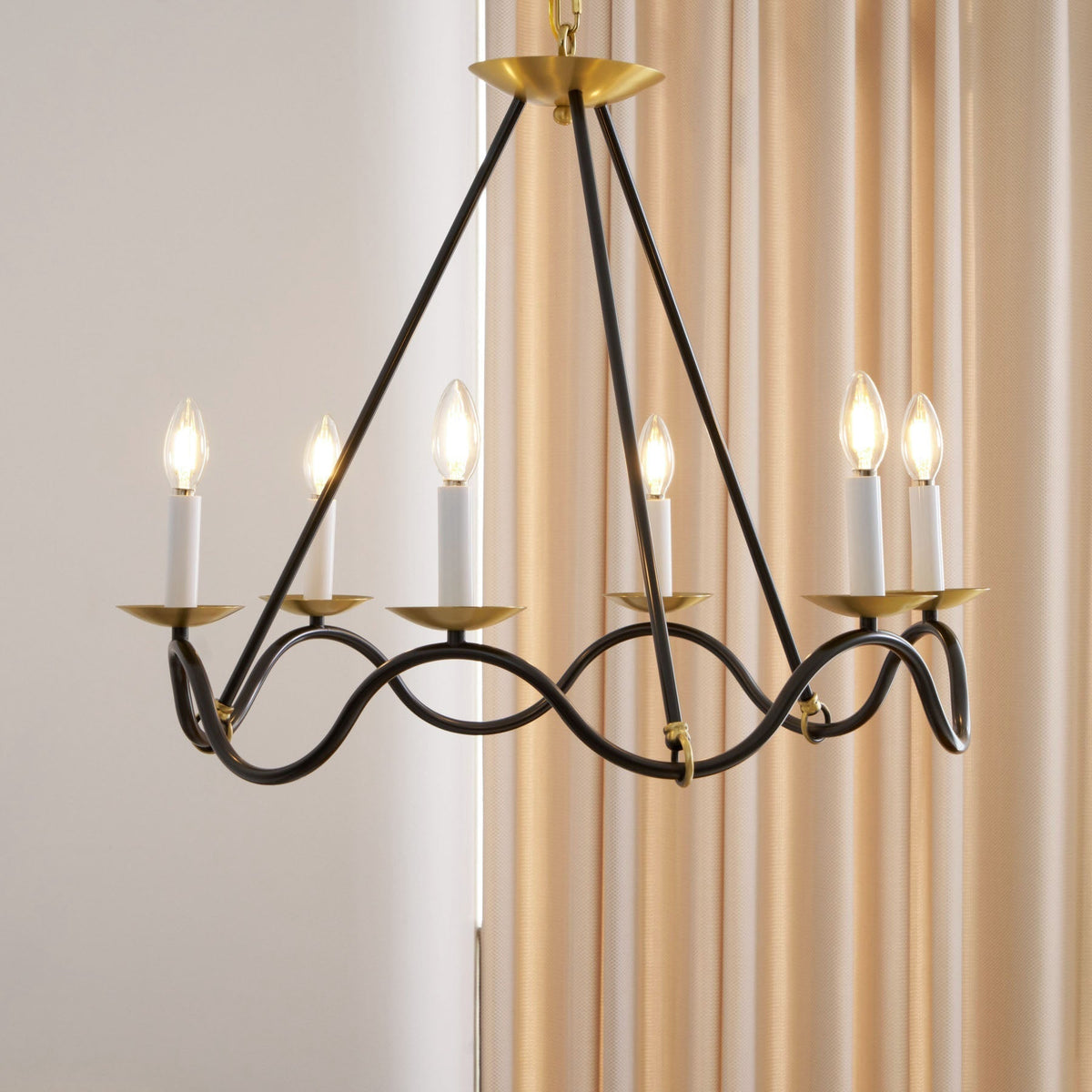 Evenor elegant vintage-ljuskrona i mässing
