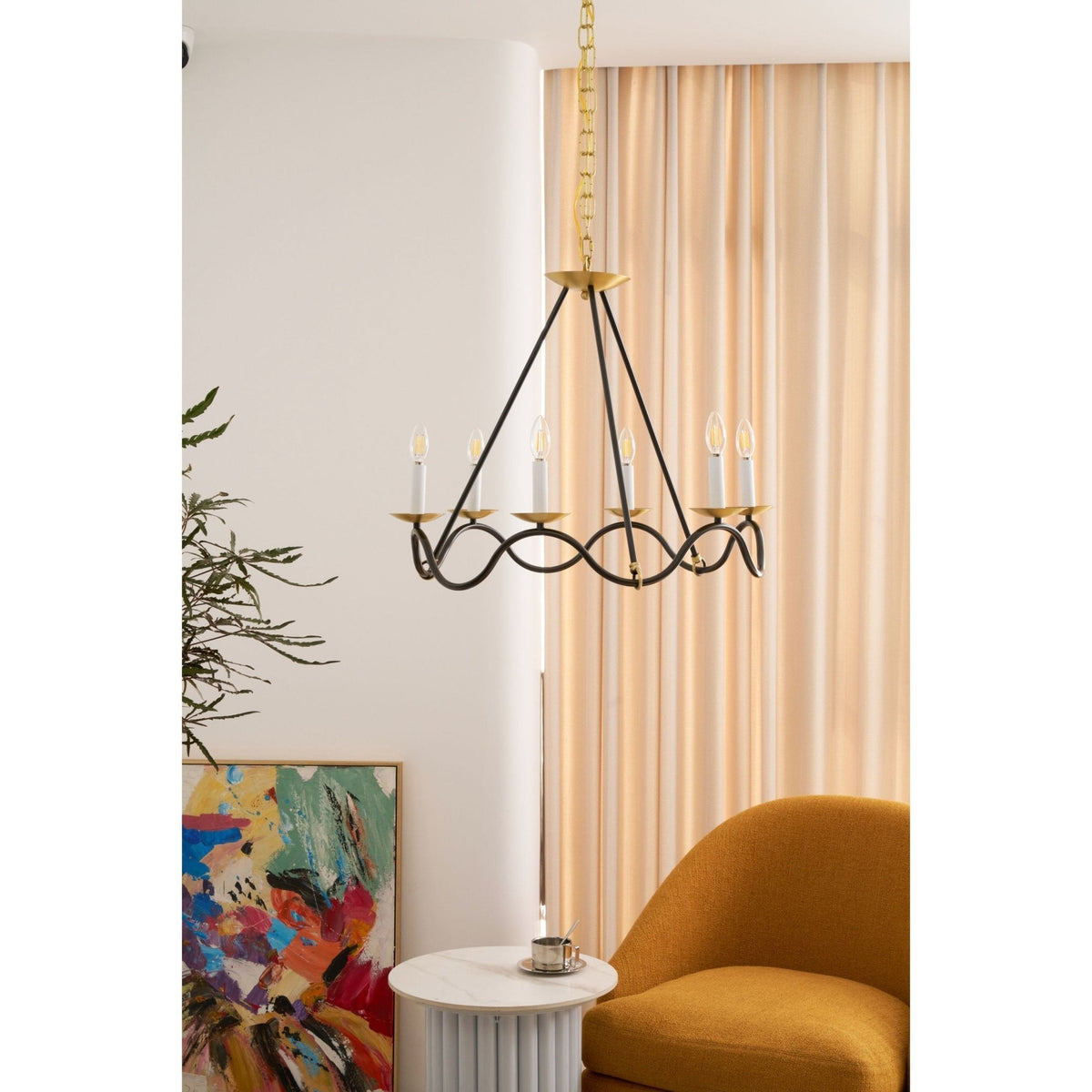 Evenor elegant vintage-ljuskrona i mässing