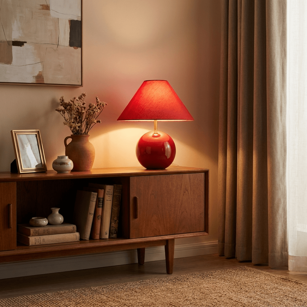 Rubienne rød keramisk bordlampe