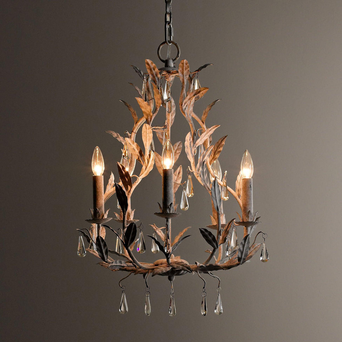 Sylvia vintage-lysekrone i glas