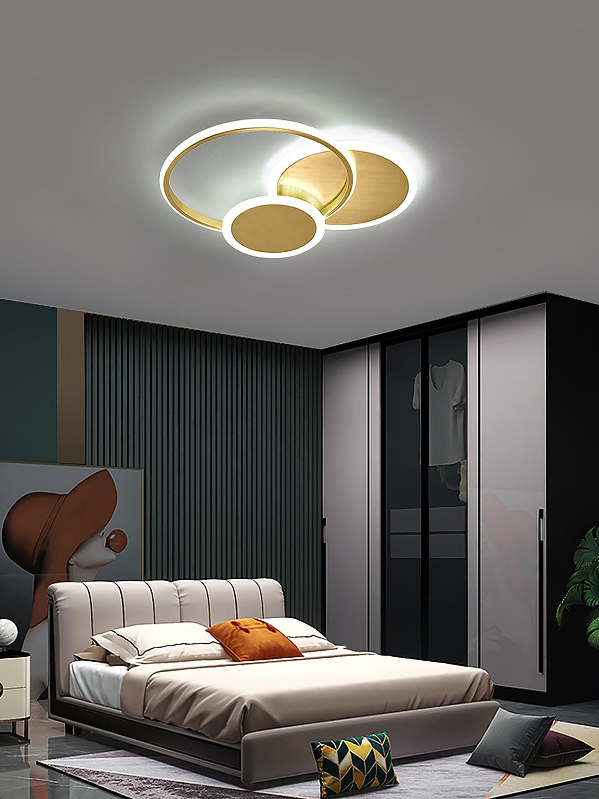 Insk kunstnerisk LED-loftslampe med cirkler
